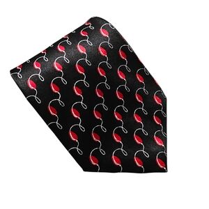 Holiday Black Christmas Red Lights Tie | 100% Silk | 59”